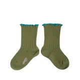Delphine Lettuce Trim Ribbed Socks