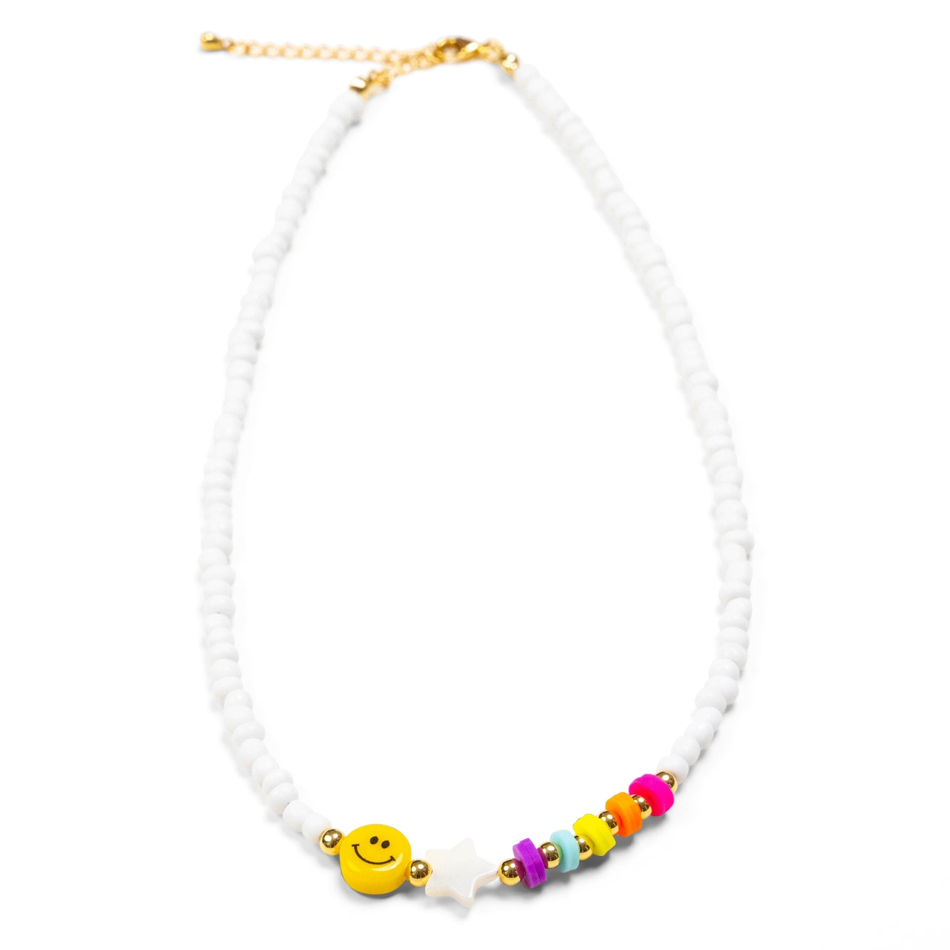 White Bead Smiley Necklace