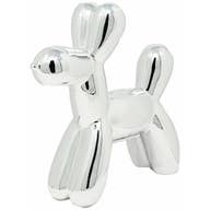 Silver Mini Ceramic Dog Piggy Bank - 7.5"