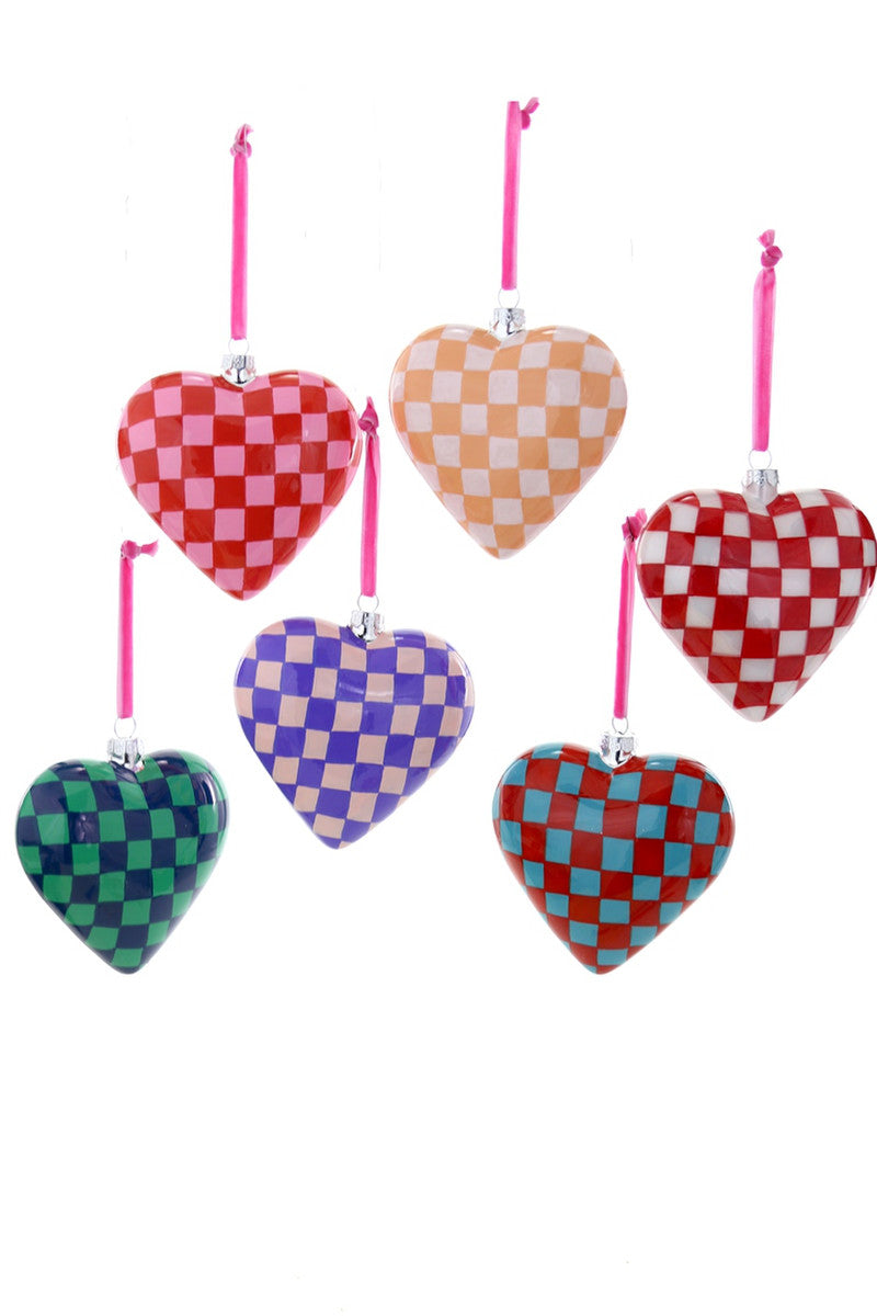 Checkered Heart  Large Ornament