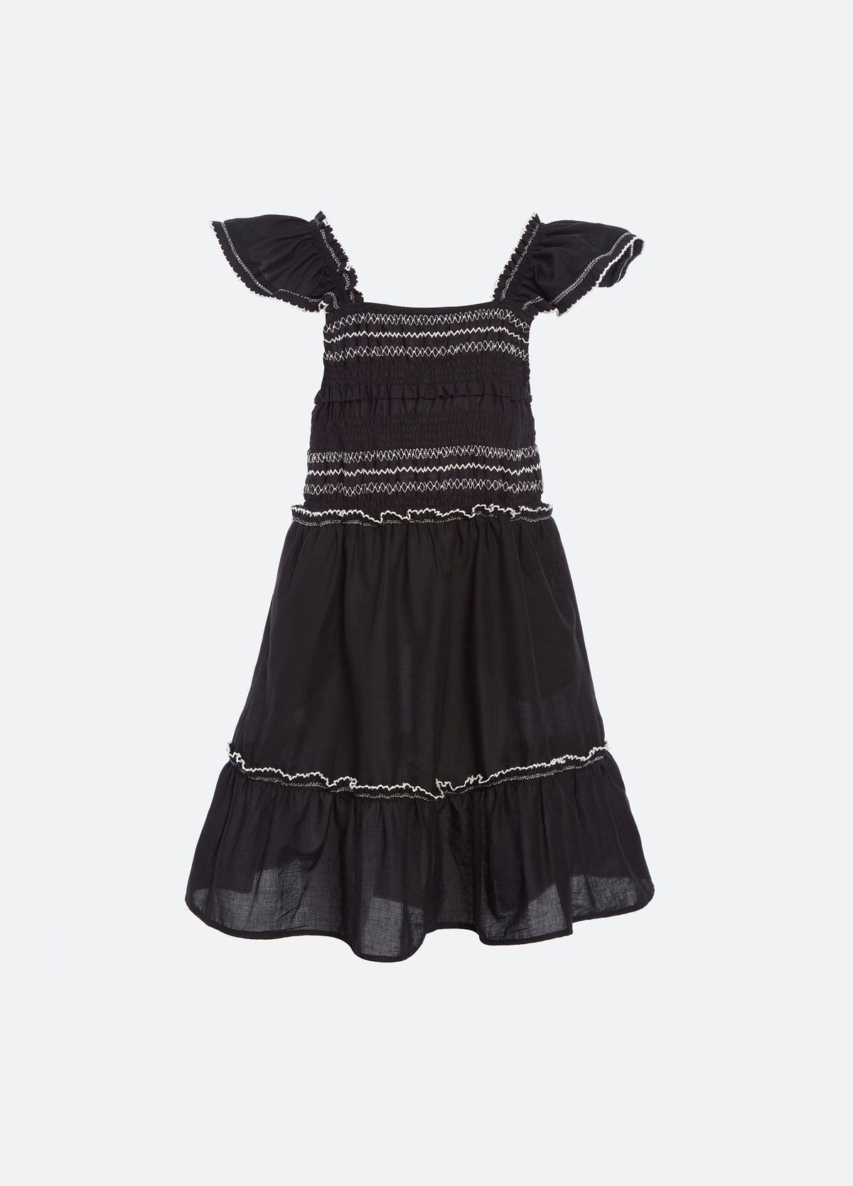 Mable Cambric Flutter Sleeve Smocked Dress