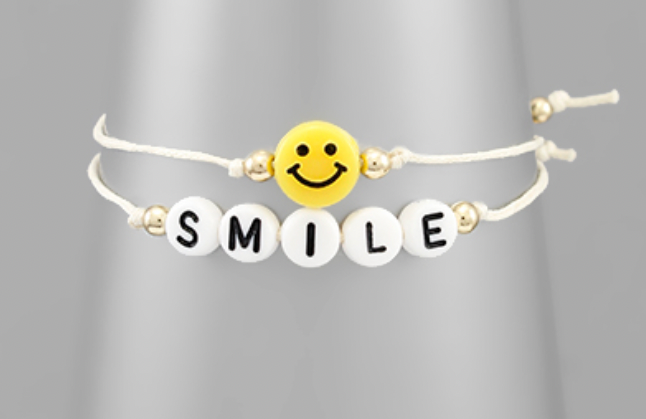 Smile Bead & Cord Bracelet Set