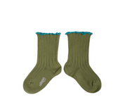 Delphine Lettuce Trim Ribbed Socks