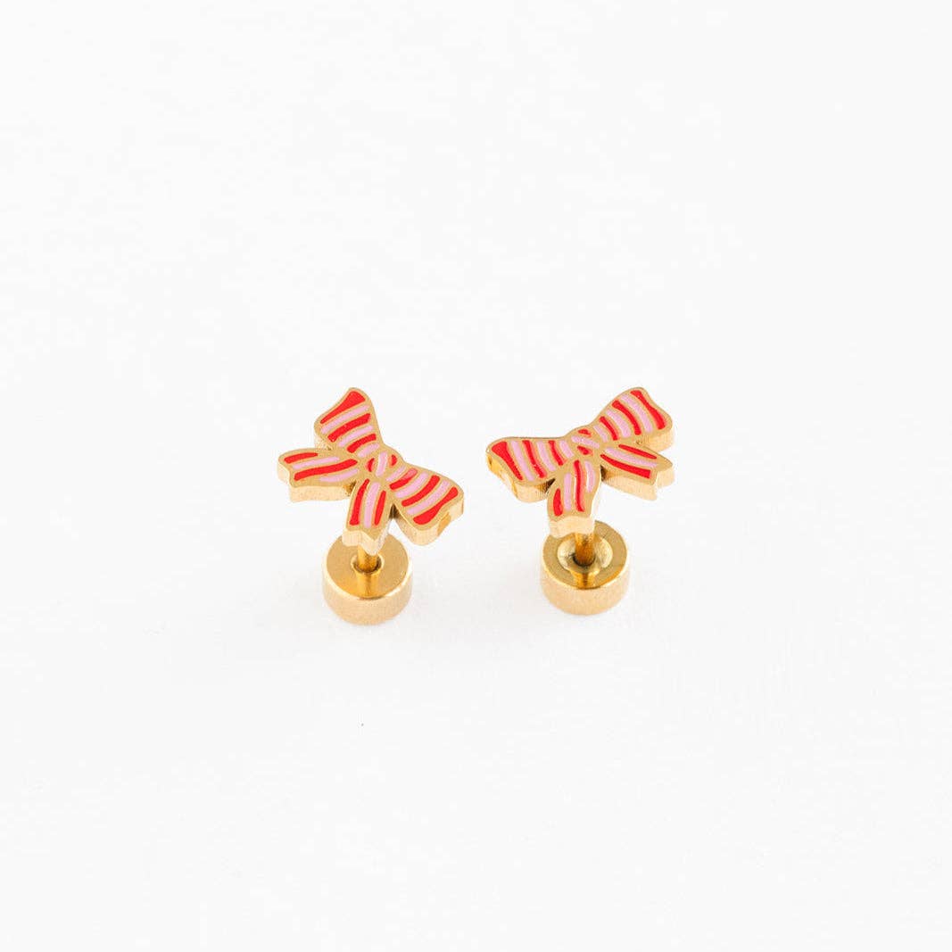 Striped Bow Earring