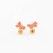 Striped Bow Earring