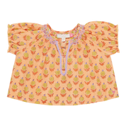Ava Short Sleeve Top I Orange Dahlia