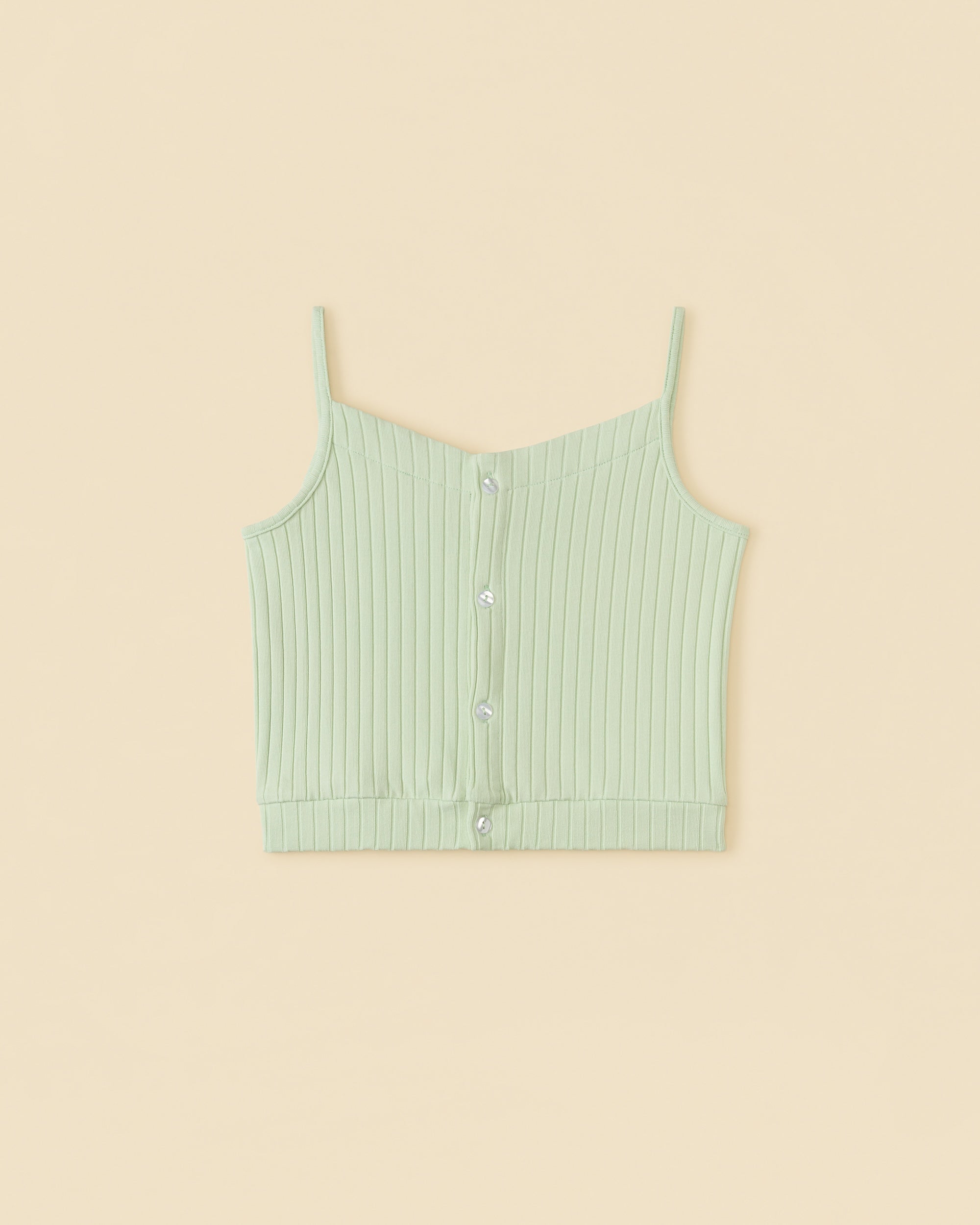 Cropped Ribbed Button Tank