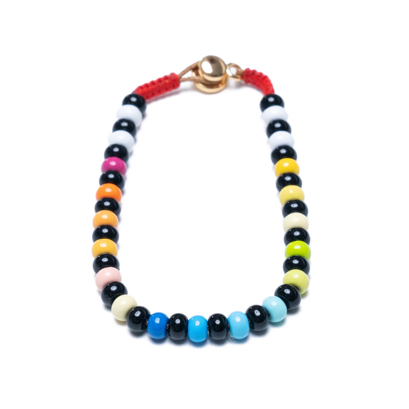 Black and Rainbow Colored Beaded Bracelet